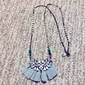 Anthropologie Chiffon & Crystal Pendant Necklace